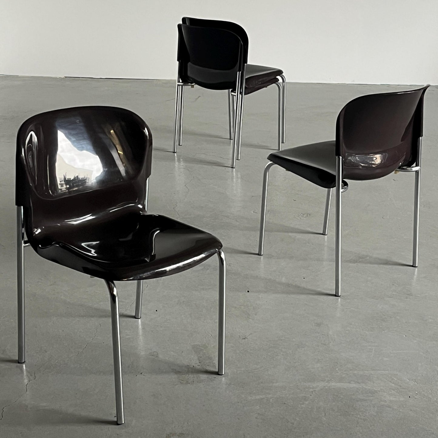 Vintage Esszimmerstuhl ‘SM 400K’ von Gerd Lange für Drabert, Set von 4, dunkelbraun, stapelbar