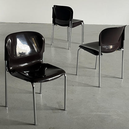 Vintage Esszimmerstuhl ‘SM 400K’ von Gerd Lange für Drabert, Set von 4, dunkelbraun, stapelbar