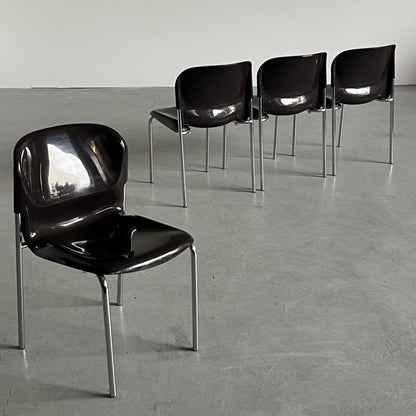 Vintage Esszimmerstuhl ‘SM 400K’ von Gerd Lange für Drabert, Set von 4, dunkelbraun, stapelbar