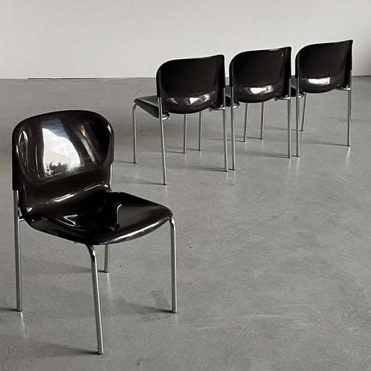 Vintage Esszimmerstuhl ‘SM 400K’ von Gerd Lange für Drabert, Set von 4, dunkelbraun, stapelbar