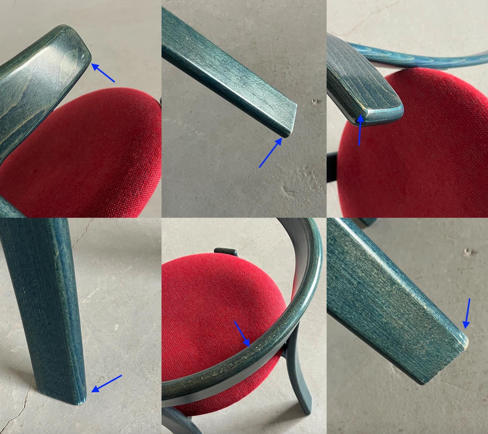 Vintage Armlehnstuhl Bruno Rey von Kusch+Co dunkelblau und rot