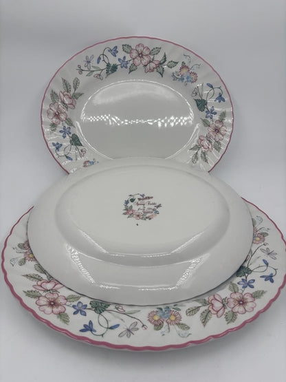 Vintage Teller Set von 3 von Wood und Sons England mit Blumenmuster