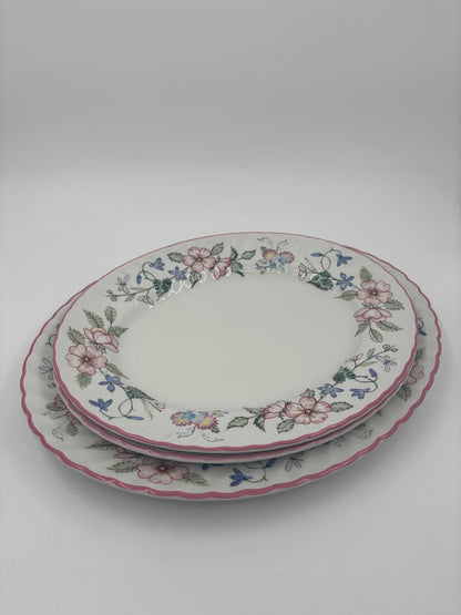 Vintage Teller Set von 3 von Wood und Sons England mit Blumenmuster