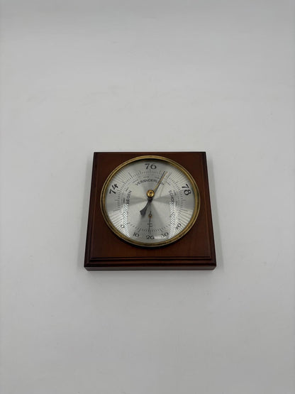 Vintage Barometer mit Thermometer als Wanddekoration aus Holz und Messing, funktionsfähig