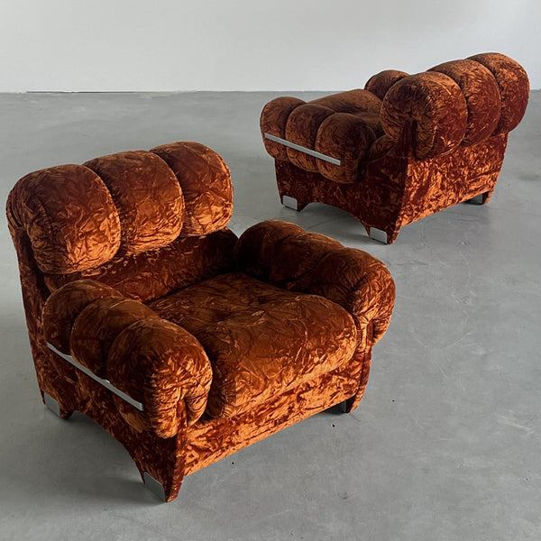 Vintage Sessel Set von 2 in Dunkelorange von unbekannt für Italien