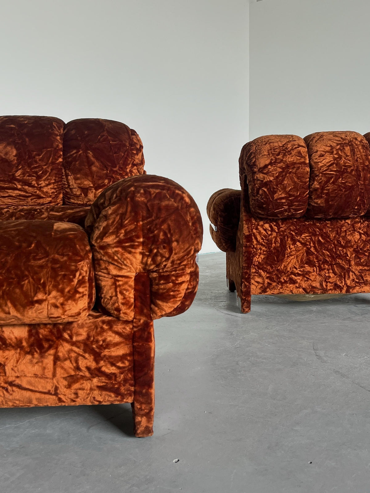 Vintage Sessel Set von 2 in Dunkelorange von unbekannt für Italien
