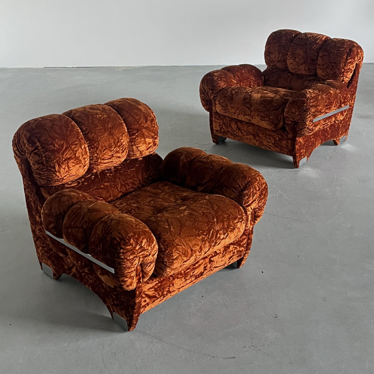 Vintage Sessel Set von 2 in Dunkelorange von unbekannt für Italien