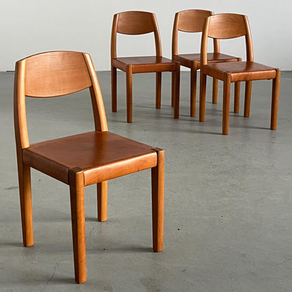 Vintage Esszimmerstuhl Set von 4 im Stil von Pierre Chapo von Vintage