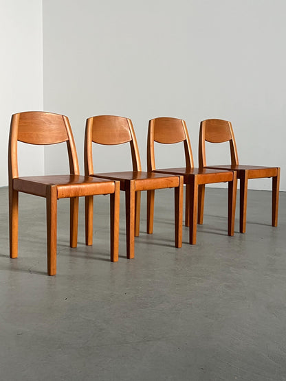 Vintage Esszimmerstuhl Set von 4 im Stil von Pierre Chapo von Vintage