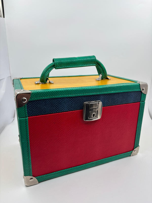 Vintage Kosmetikbox mit Spiegel in bunten Farben