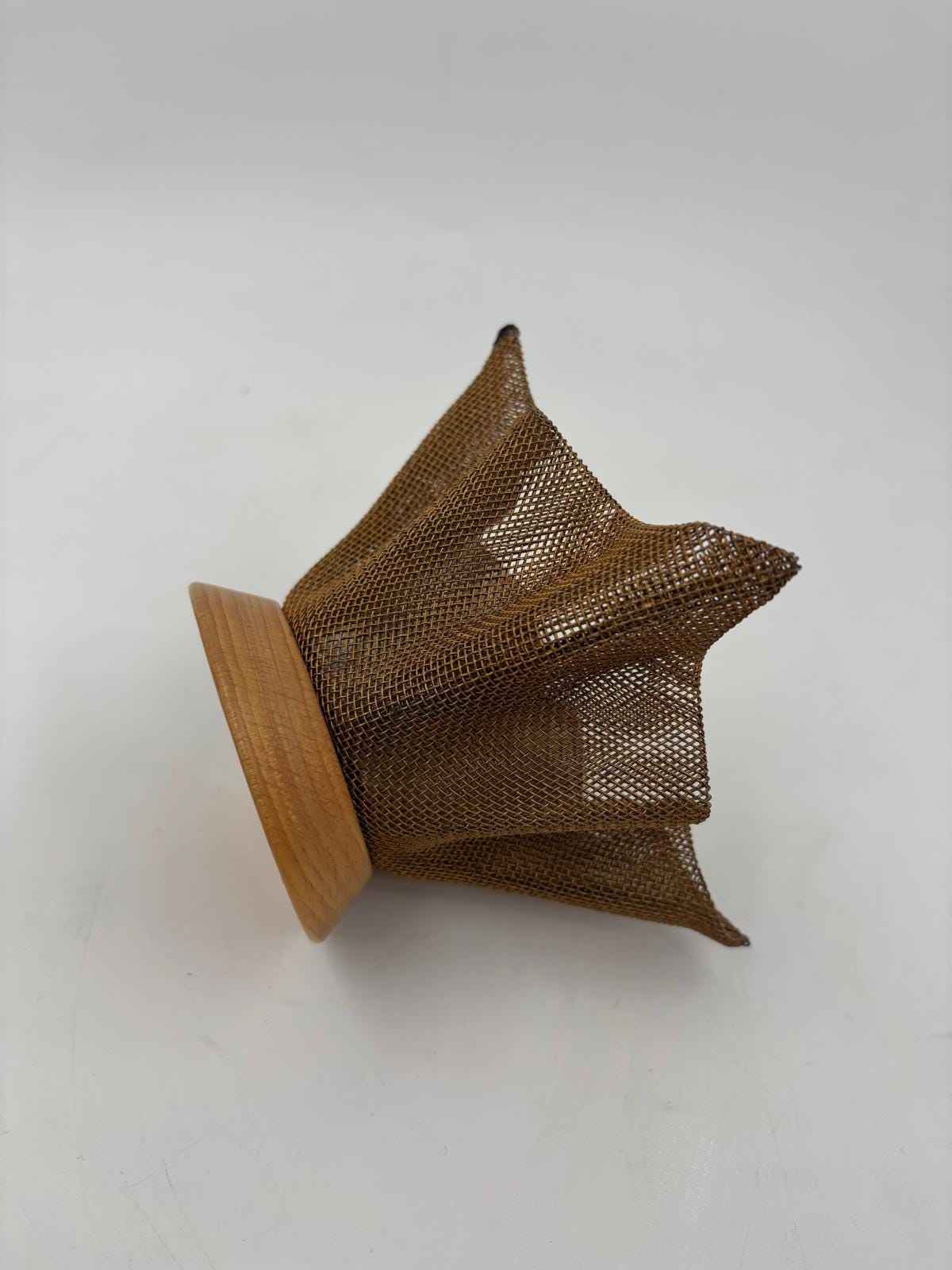 Vintage Kerzenhalter Metall-Mesh Holz