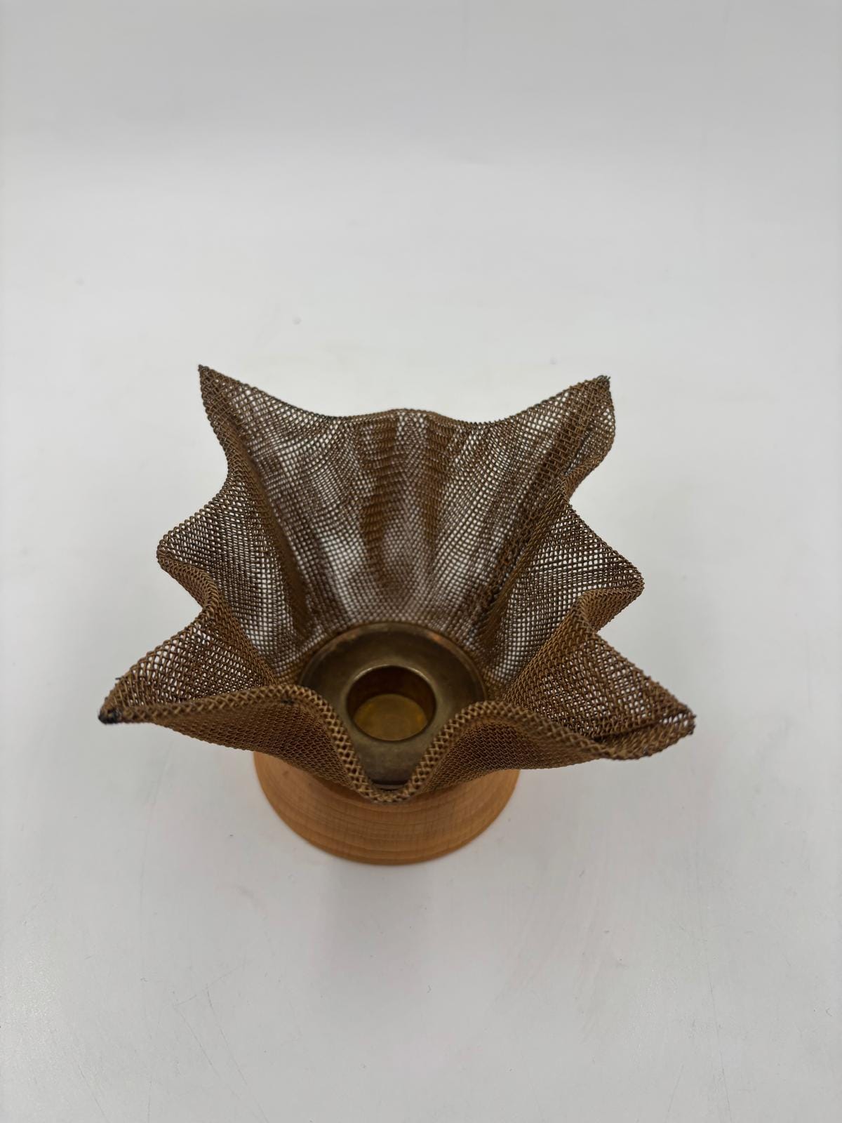 Vintage Kerzenhalter Metall-Mesh Holz