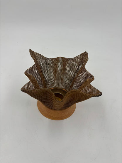 Vintage Kerzenhalter Metall-Mesh Holz