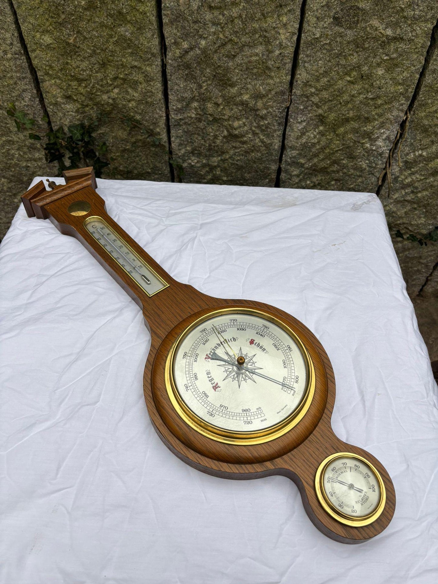 Vintage Wetterstation Banjo Wandbarometer von unbekannt für unbekannt