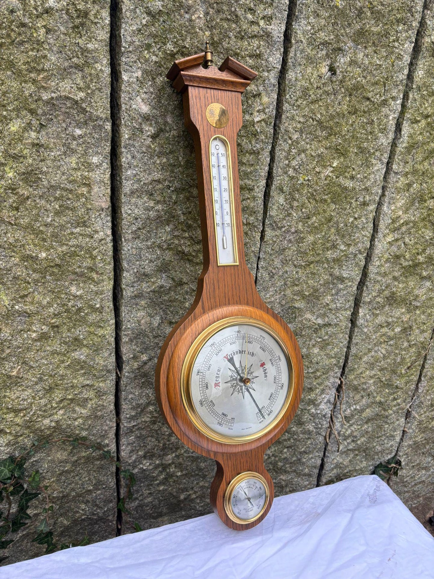 Vintage Wetterstation Banjo Wandbarometer von unbekannt für unbekannt