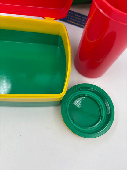 Vintage Pausen-Set Taschler-Set von Tschibo aus Kunststoff mit Dose und Becher originalverpackt