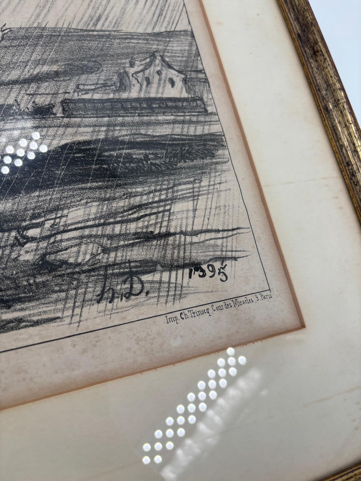 Vintage Wanddekoration Lithographie Regnault en panne von Honoré Daumier