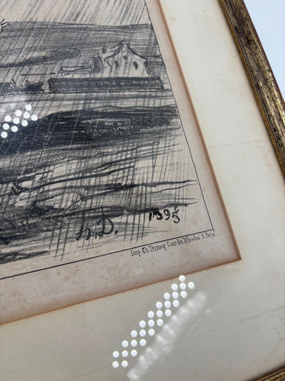 Vintage Wanddekoration Lithographie Regnault en panne von Honoré Daumier