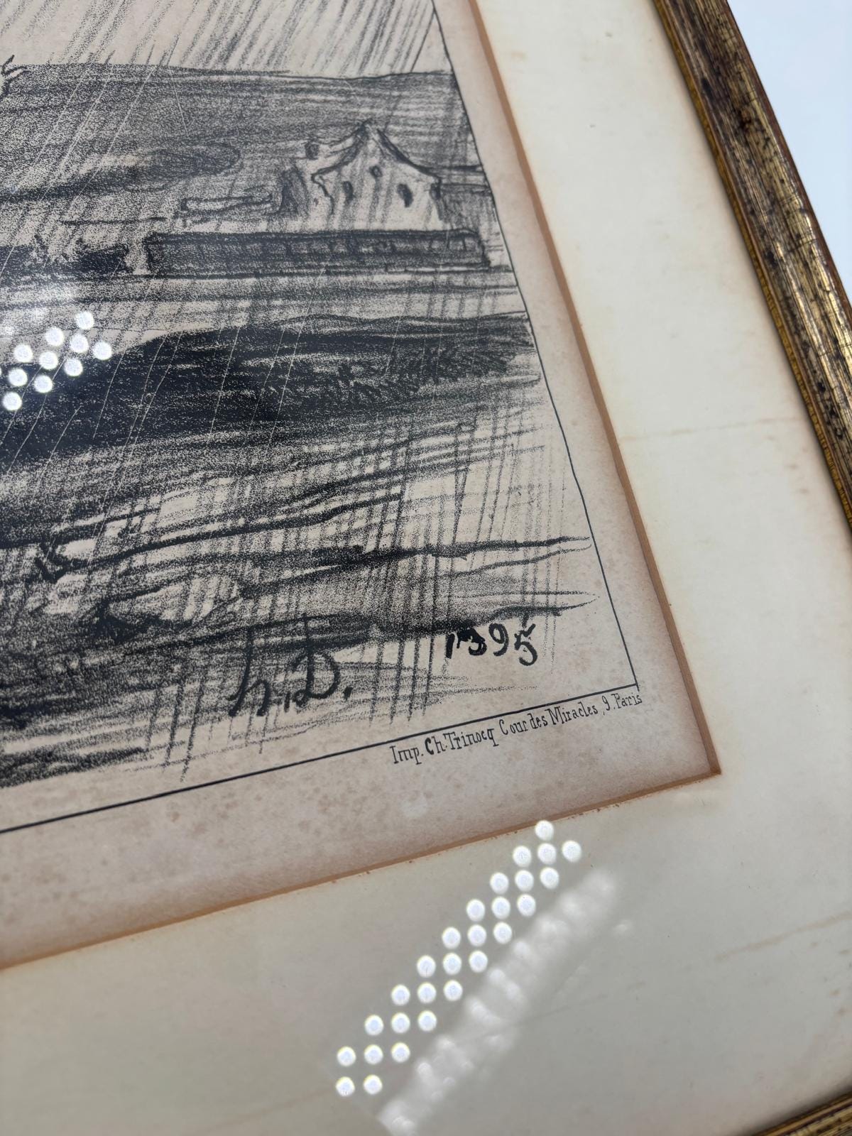 Vintage Wanddekoration Lithographie Regnault en panne von Honoré Daumier