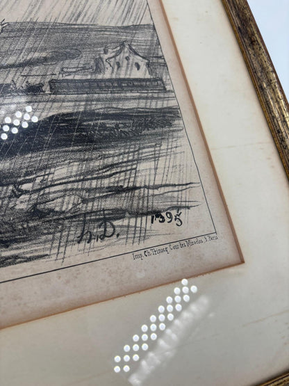 Vintage Wanddekoration Lithographie Regnault en panne von Honoré Daumier