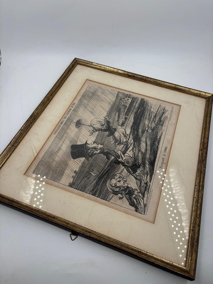 Vintage Wanddekoration Lithographie Regnault en panne von Honoré Daumier