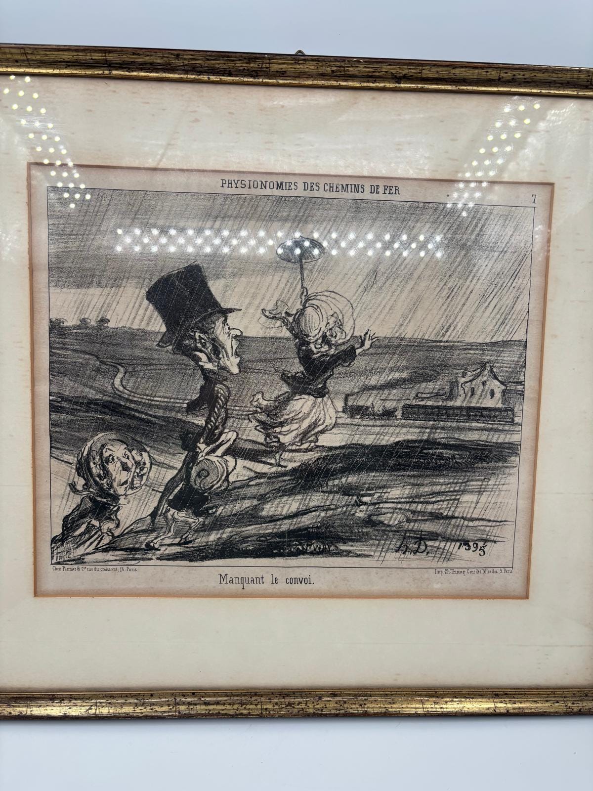 Vintage Wanddekoration Lithographie Regnault en panne von Honoré Daumier