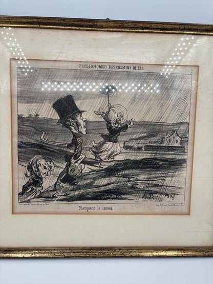 Vintage Wanddekoration Lithographie Regnault en panne von Honoré Daumier
