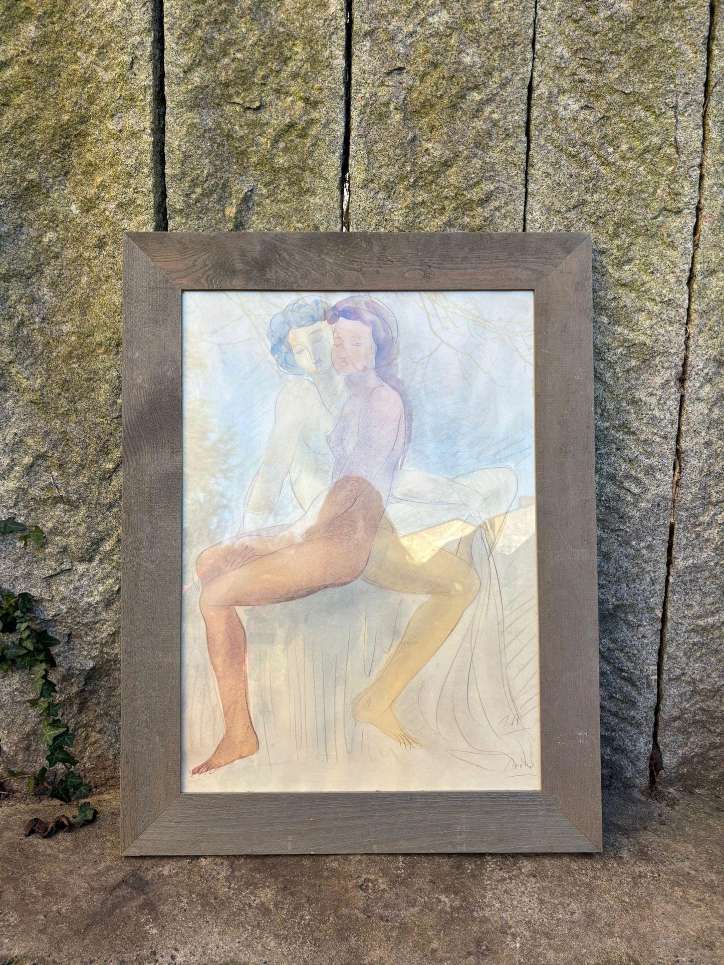 Vintage Wanddekoration Zwei weibliche Akte von Auguste Rodin