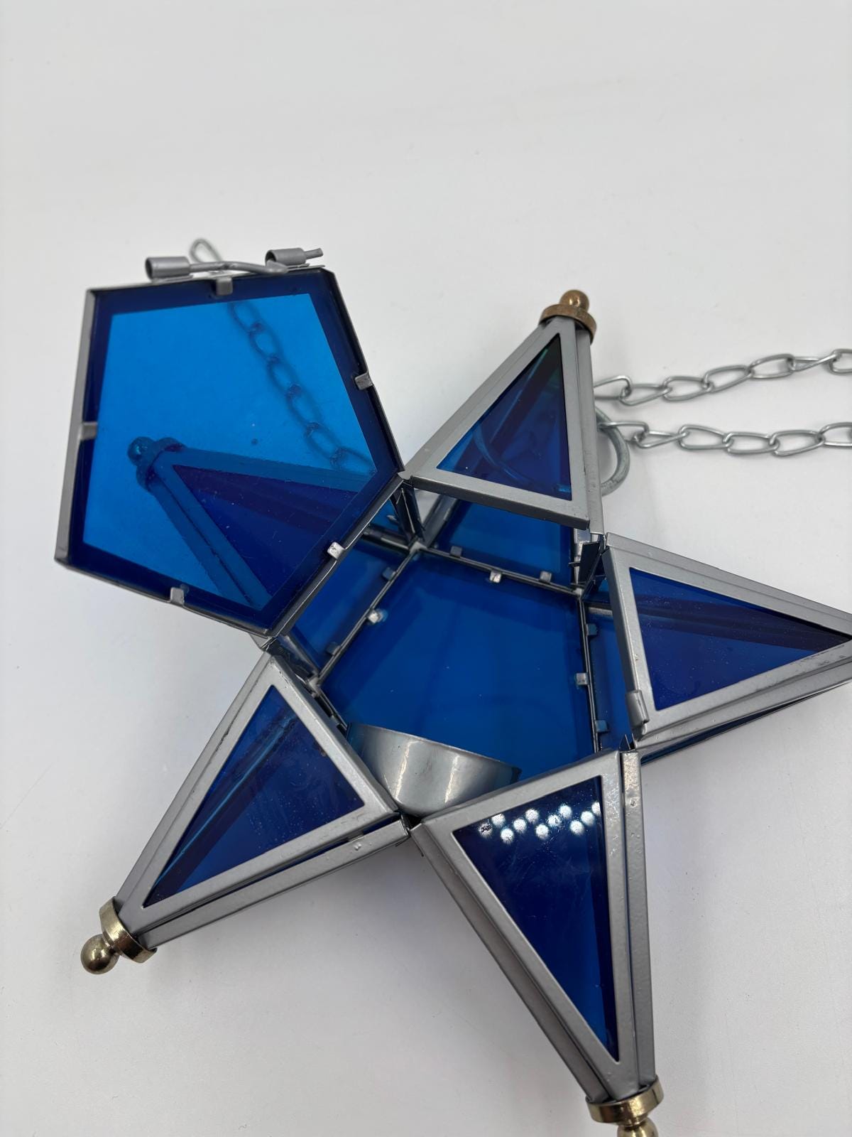 Vintage Wanddekoration Glasstern blau von unbekannt für unbekannt