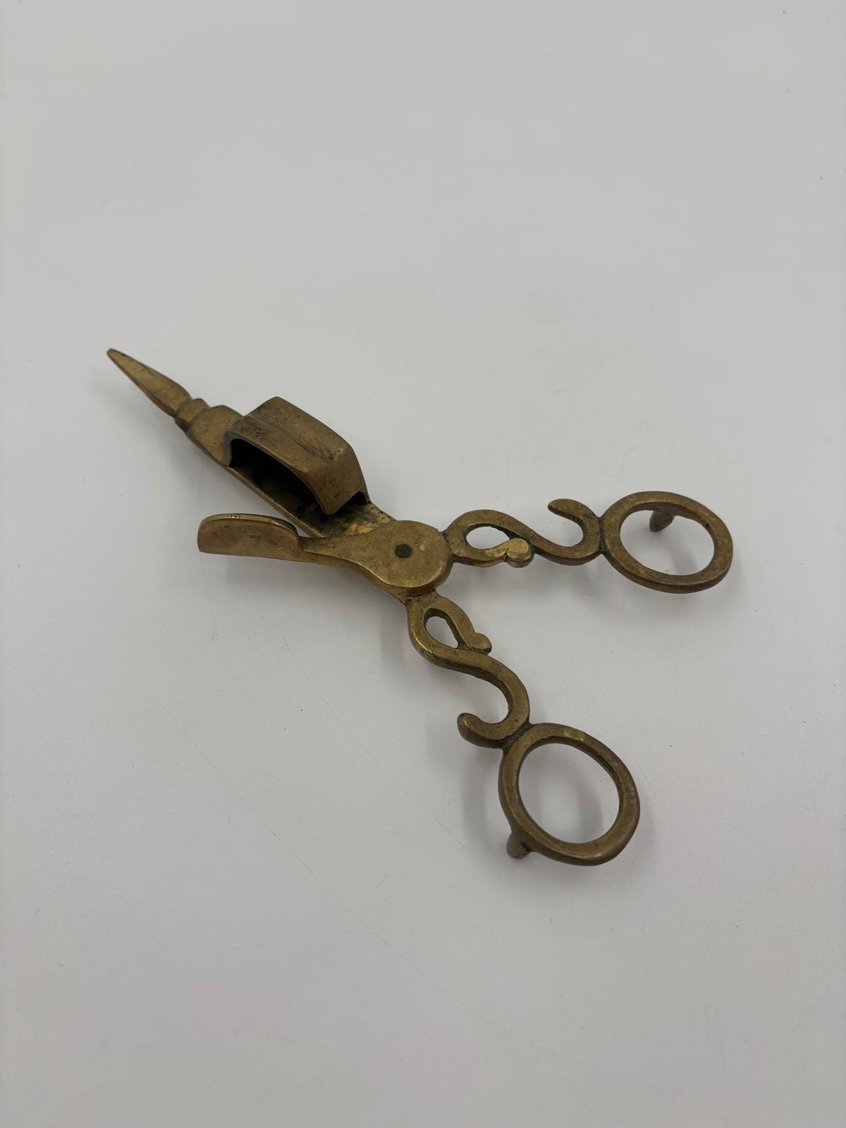 Vintage Kerzenlöscher in Scherenform aus Messing