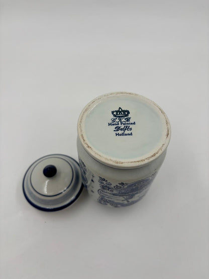 Vintage Dose von GKB Hand Painted Delfts Holland mit Windmühlenmotiv