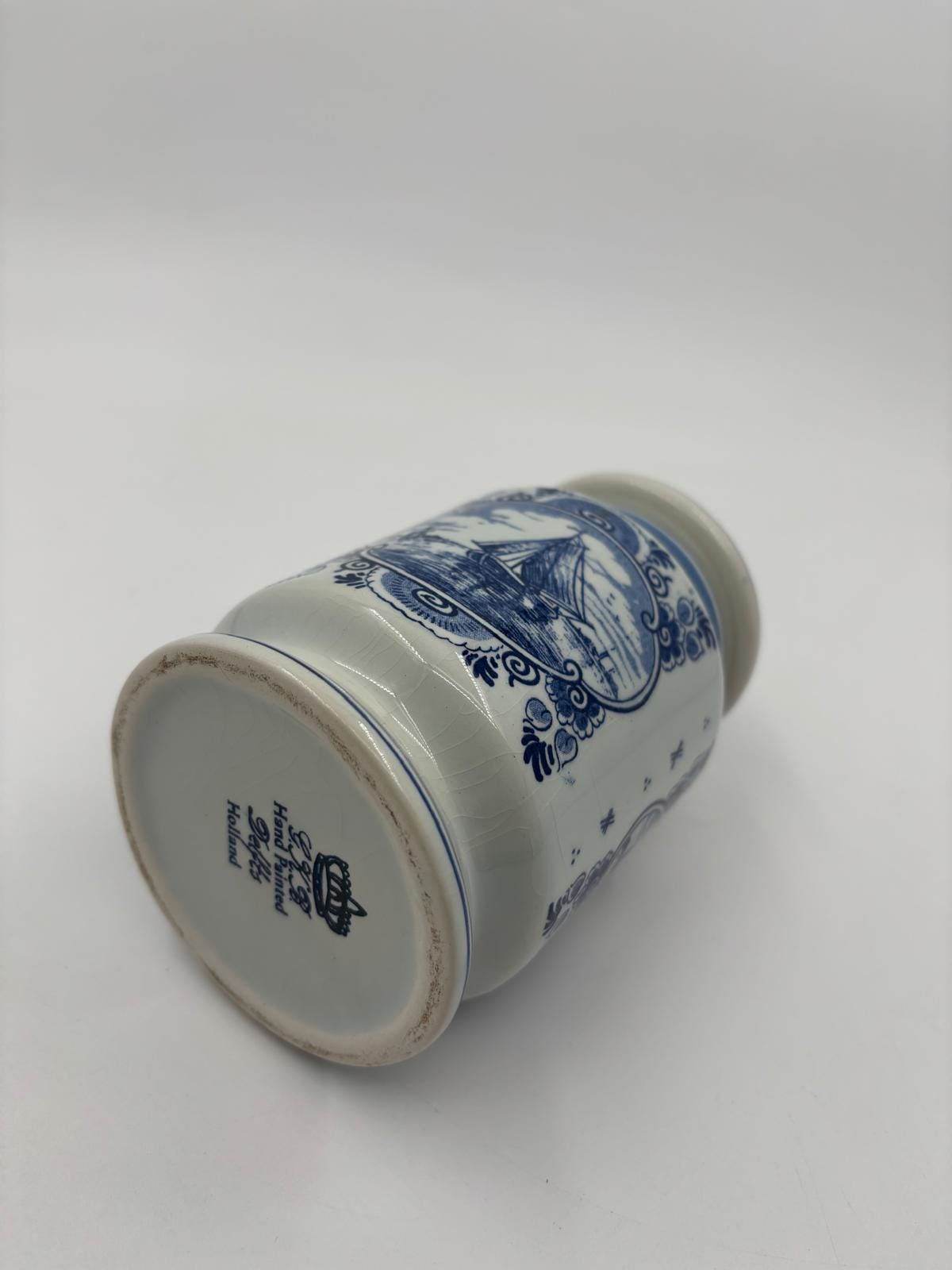 Vintage Dose von GKB Hand Painted Delfts Holland mit Windmühlenmotiv