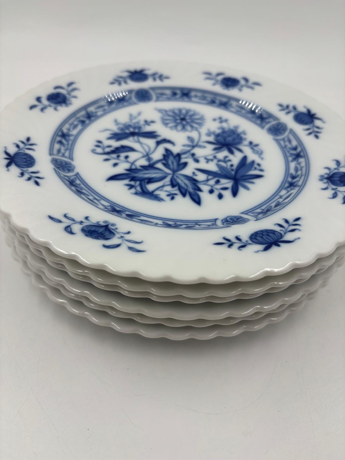 Vintage Kuchenteller Set von 6 von Kaiser Dresden Zwiebelmuster blau-weiß