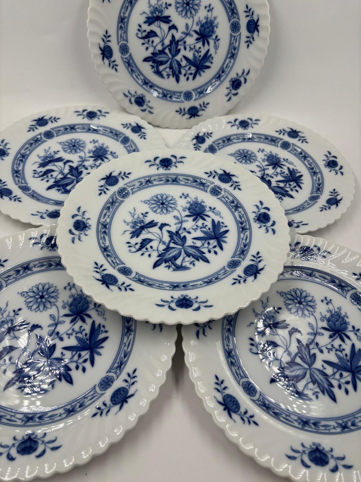 Vintage Kuchenteller Set von 6 von Kaiser Dresden Zwiebelmuster blau-weiß