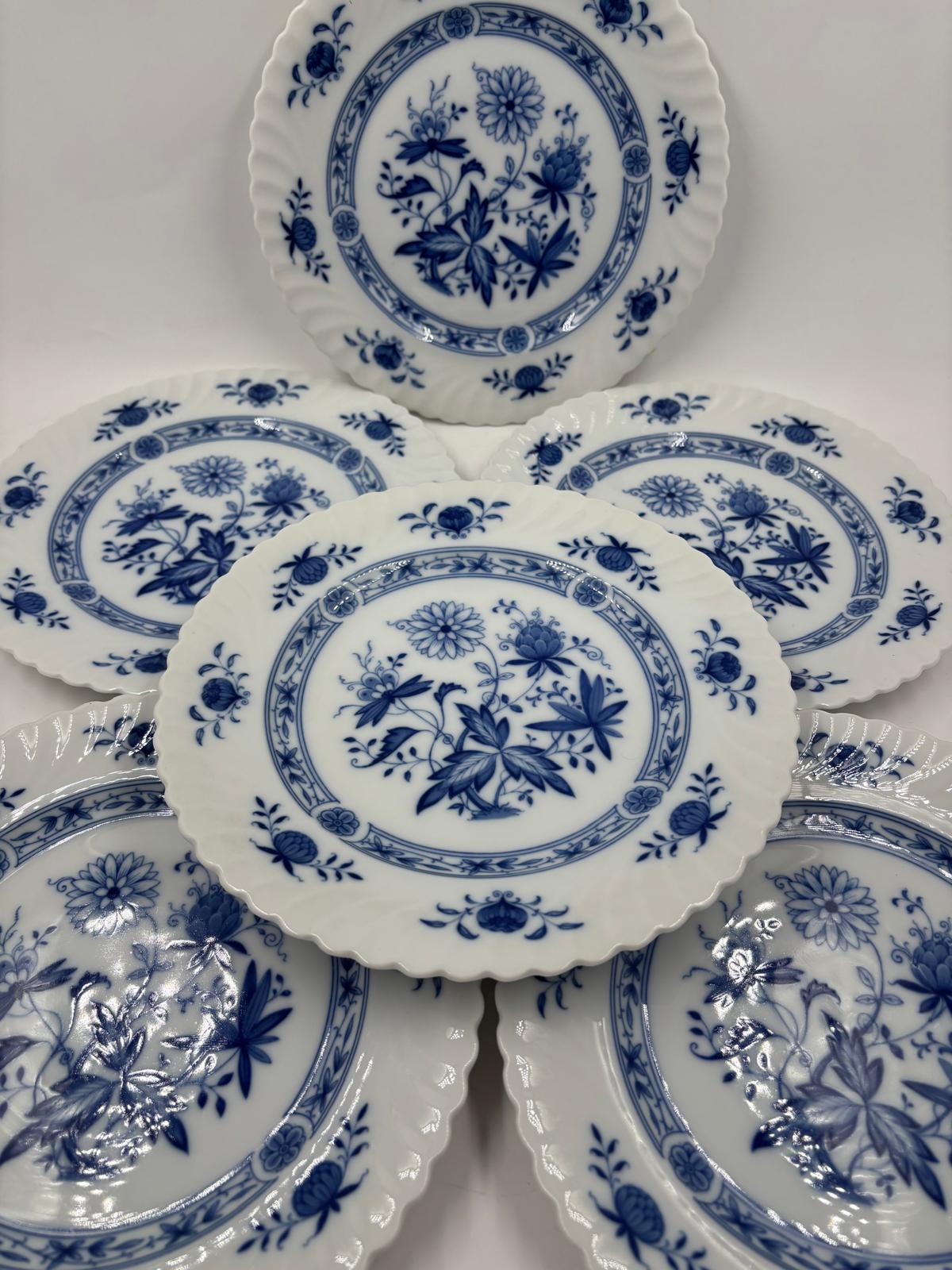 Vintage Kuchenteller Set von 6 von Kaiser Dresden Zwiebelmuster blau-weiß