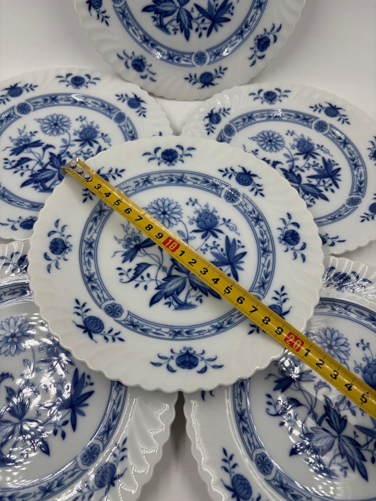 Vintage Kuchenteller Set von 6 von Kaiser Dresden Zwiebelmuster blau-weiß