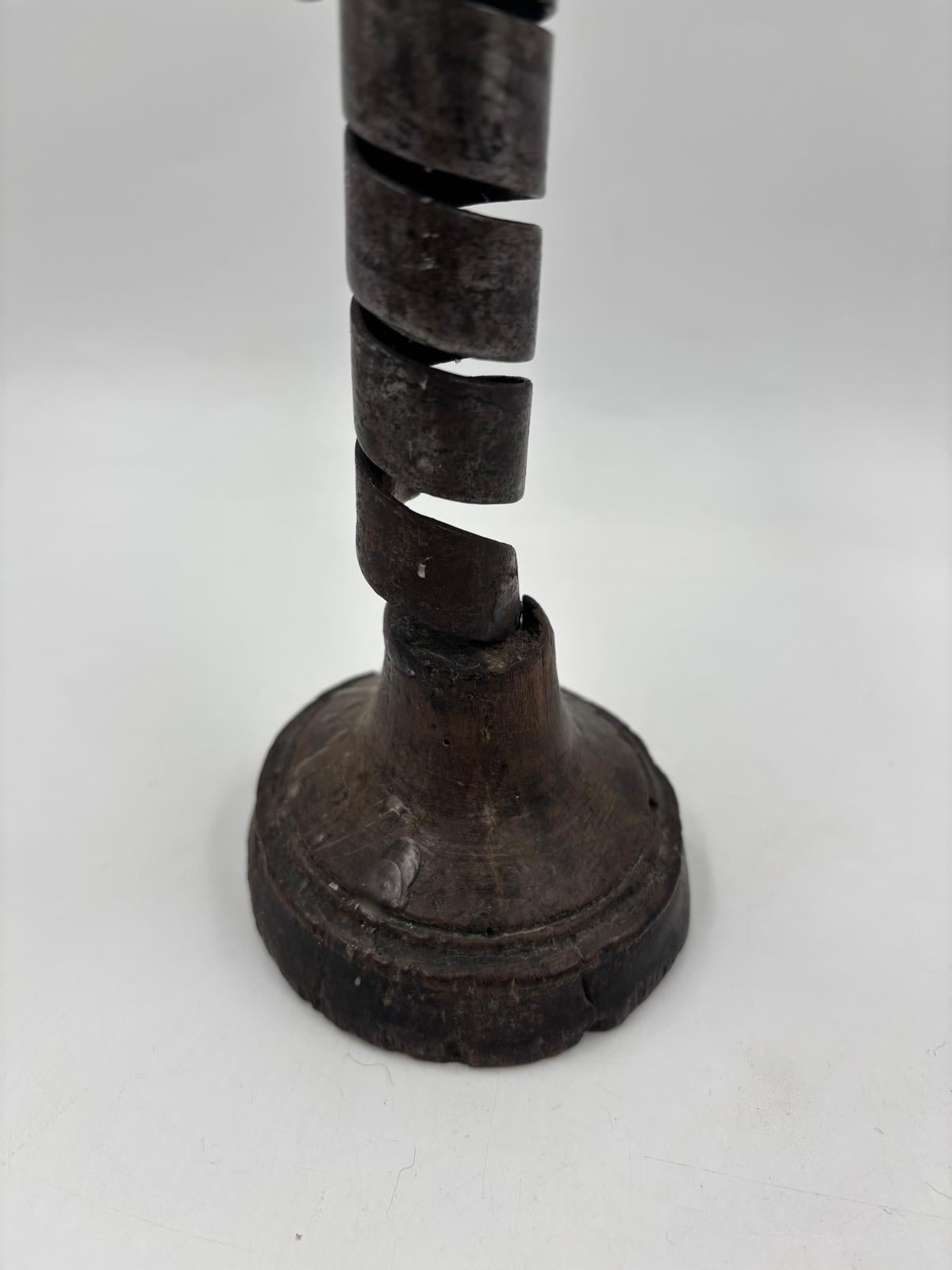 Vintage Kerzenhalter Rat de Cave von Bouillot aus Eisen und Holz