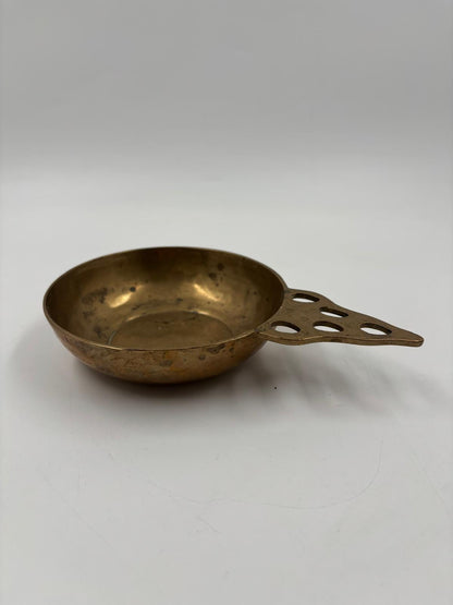 Vintage Schale Messing mit Griff und Lochmuster