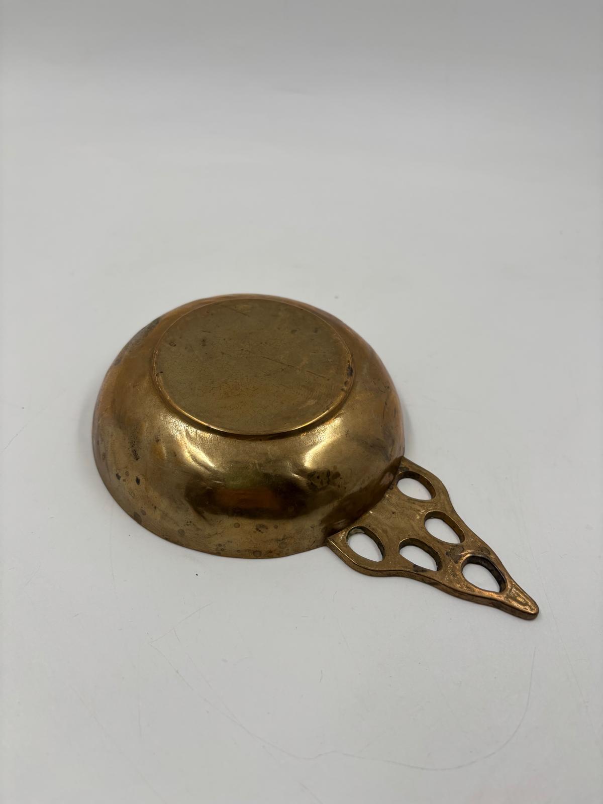 Vintage Schale Messing mit Griff und Lochmuster