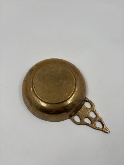 Vintage Schale Messing mit Griff und Lochmuster