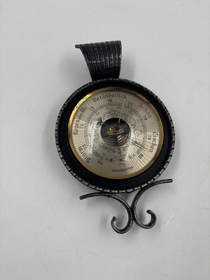 Vintage Wandbarometer Baromaster von Baromaster mit Schmiedeeisen-Halterung