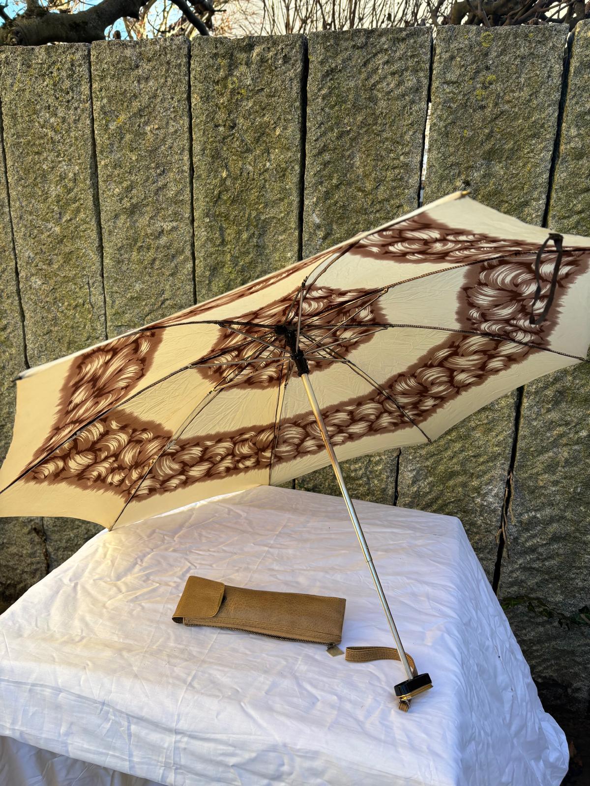 Vintage Taschenschirm Mini Boy von Knirps creme braun Damen gut erhalten