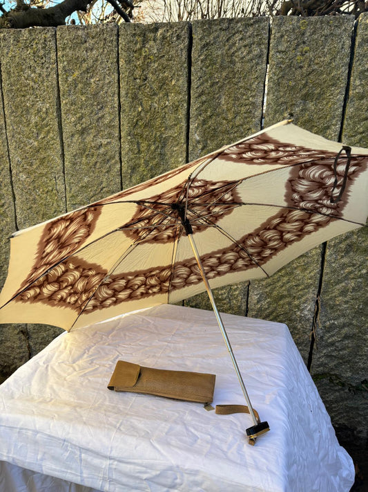 Vintage Taschenschirm Mini Boy von Knirps creme braun Damen gut erhalten