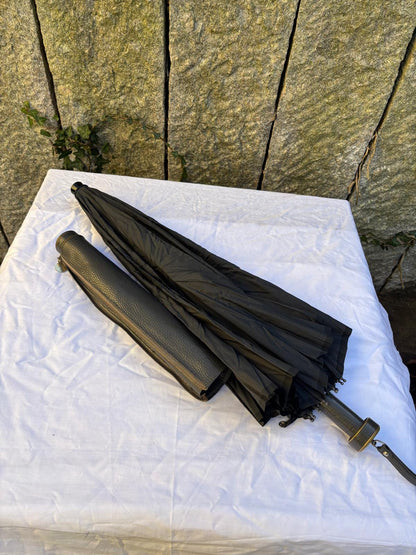 Vintage Sonnenschirm von Knirps schwarz mit Kunstlederhülle