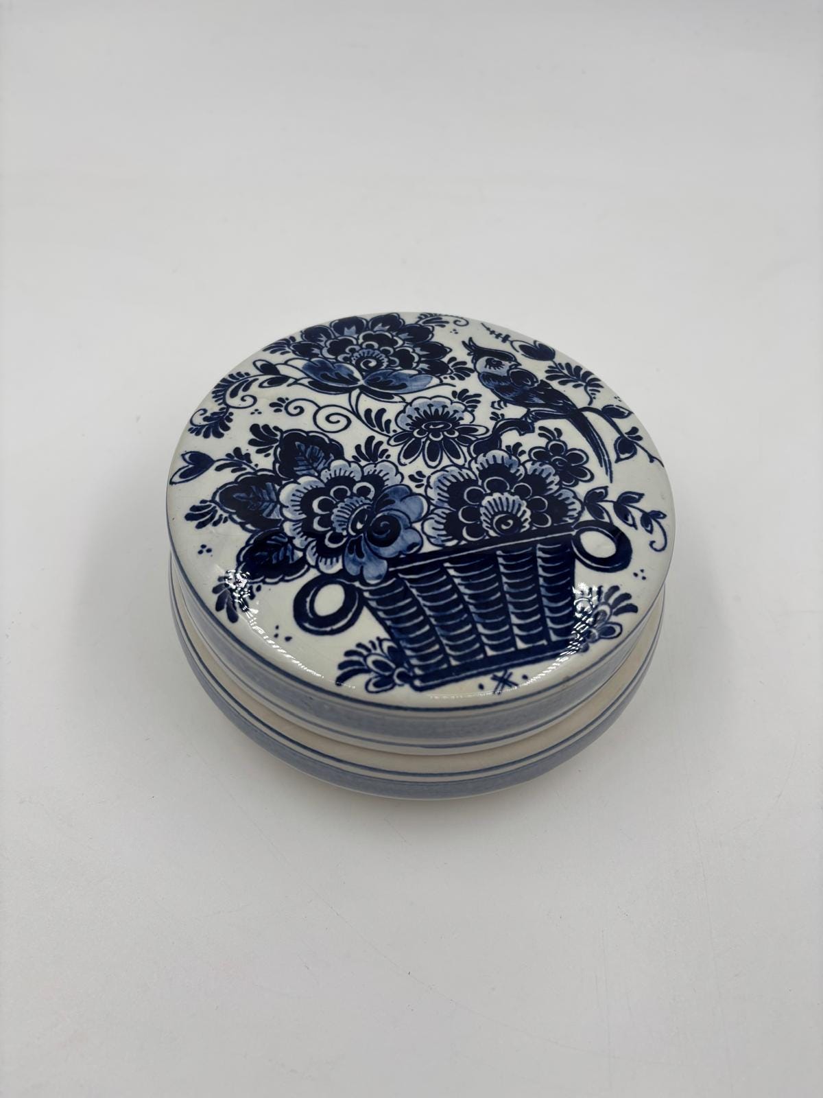 Vintage Dose Delft handbemalt Blau-Weiß von unbekannt für Delft