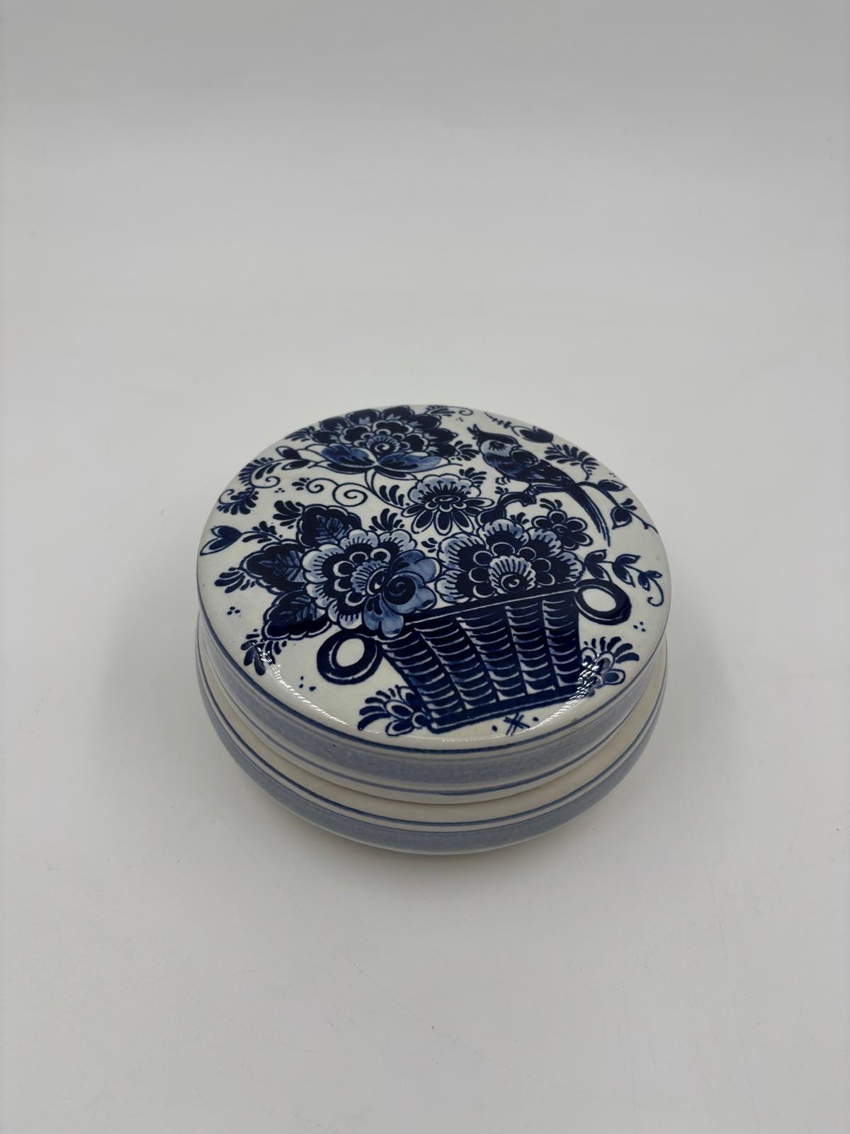 Vintage Dose Delft handbemalt Blau-Weiß von unbekannt für Delft