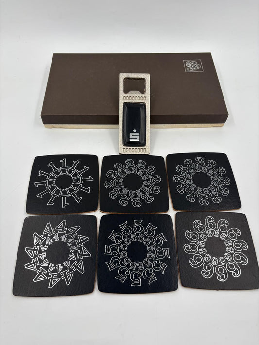 Vintage Geschenk-Set Sparkasse mit Untersetzer und Flaschenöffner