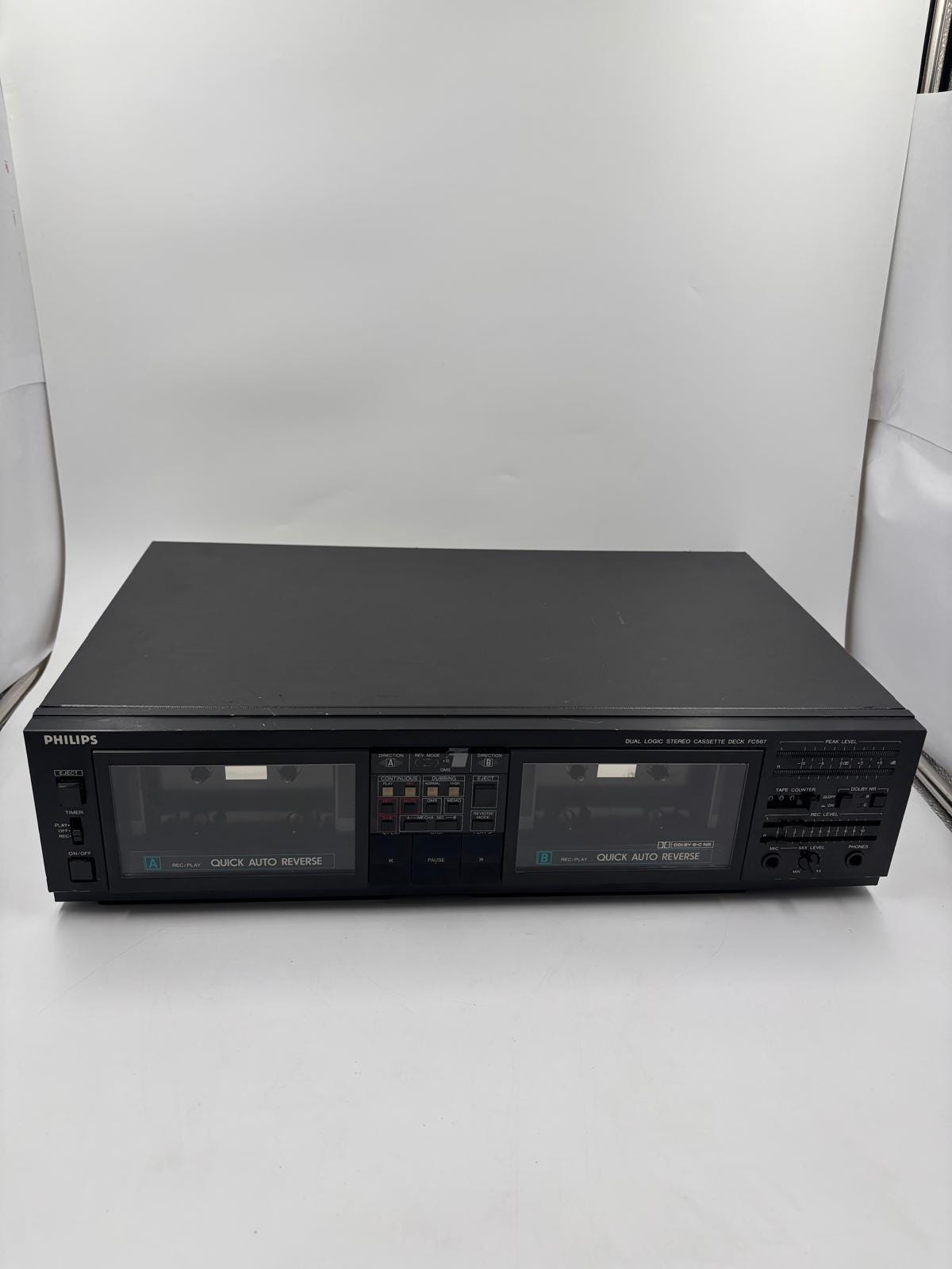 Vintage Kassettendeck FC567 von Philips Dual Logic Auto Reverse