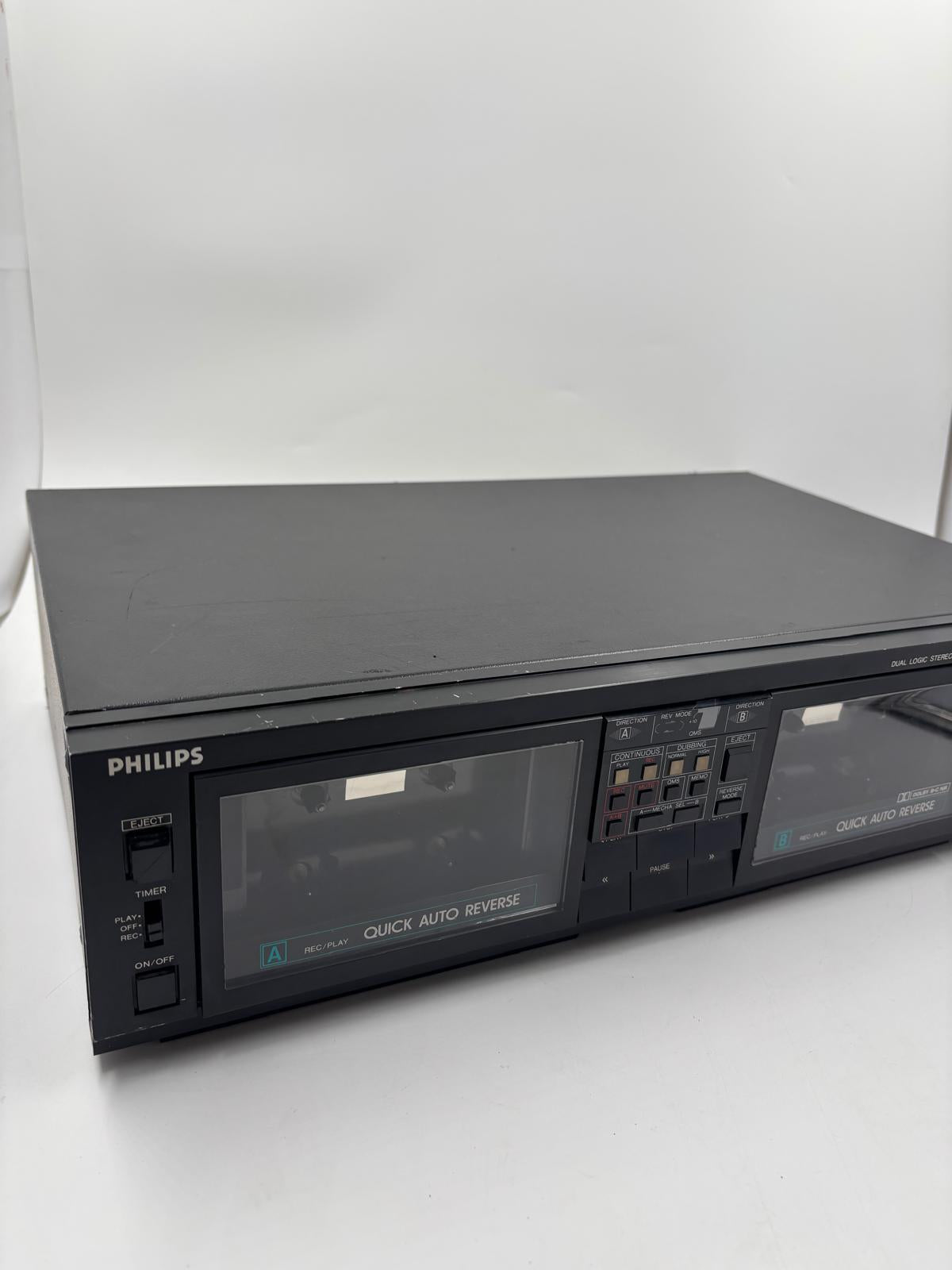 Vintage Kassettendeck FC567 von Philips Dual Logic Auto Reverse