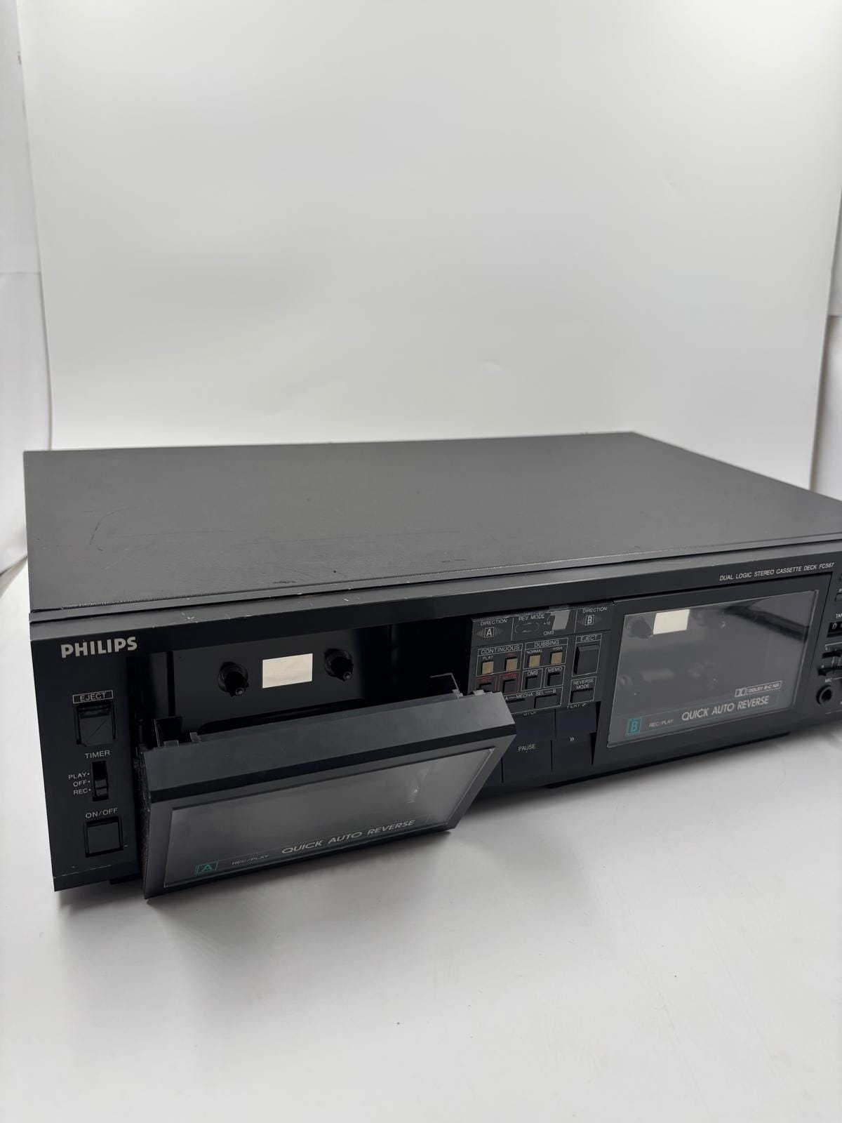 Vintage Kassettendeck FC567 von Philips Dual Logic Auto Reverse